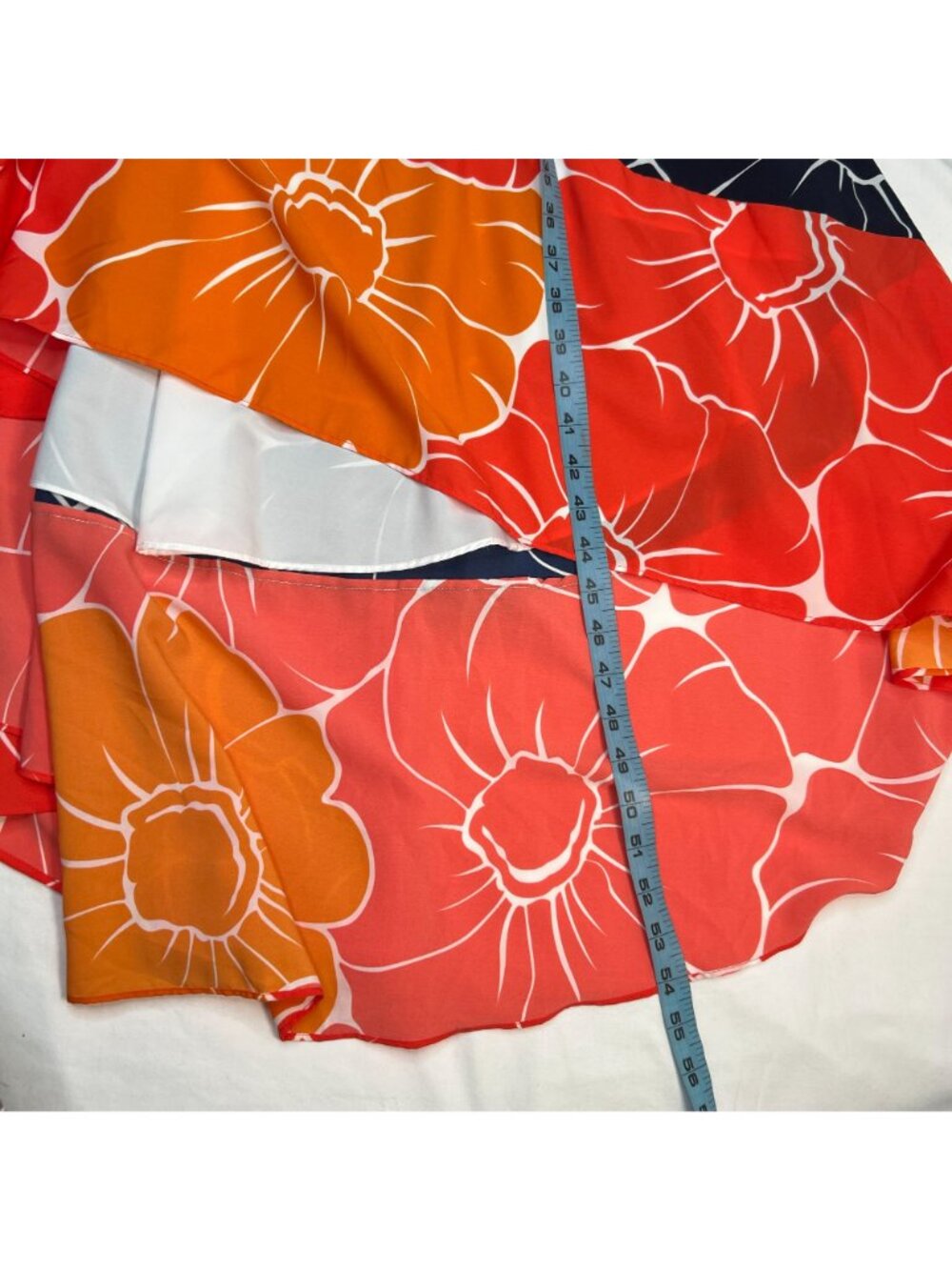 hutch Anthropologie Peachy High-Low Dress Color Block Floral Navy Multicolor M - Picture 6 of 16